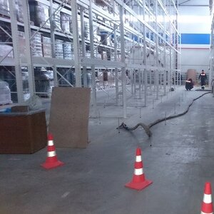 Restoration work in food storage warehouses